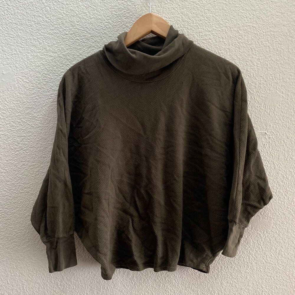 Stateside Turtleneck Sweater Shirt Top Waffle Dolman Sleeves Green Color Small